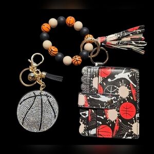 Basketball Pattern Wallet and Keychain Set